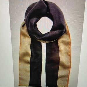 India Hicks Queens Highway Graphite and Gold Wool Blend Scarf